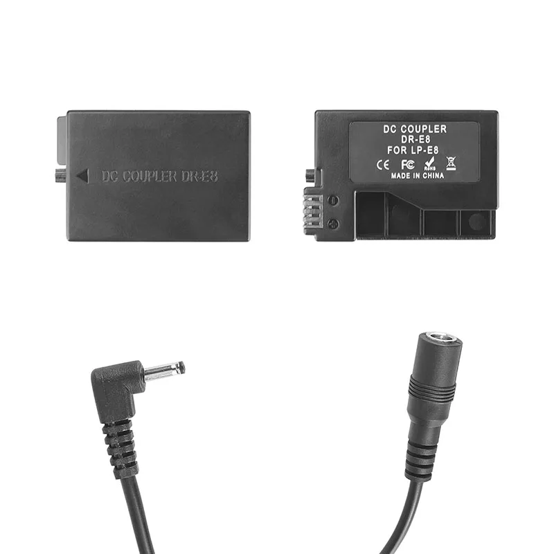 CAMVATE LP-E8 (DR-E8) Dummy Battery To 2.1mm DC Cable Power Adapter For Canon EOS 550D 600D 650D 700D