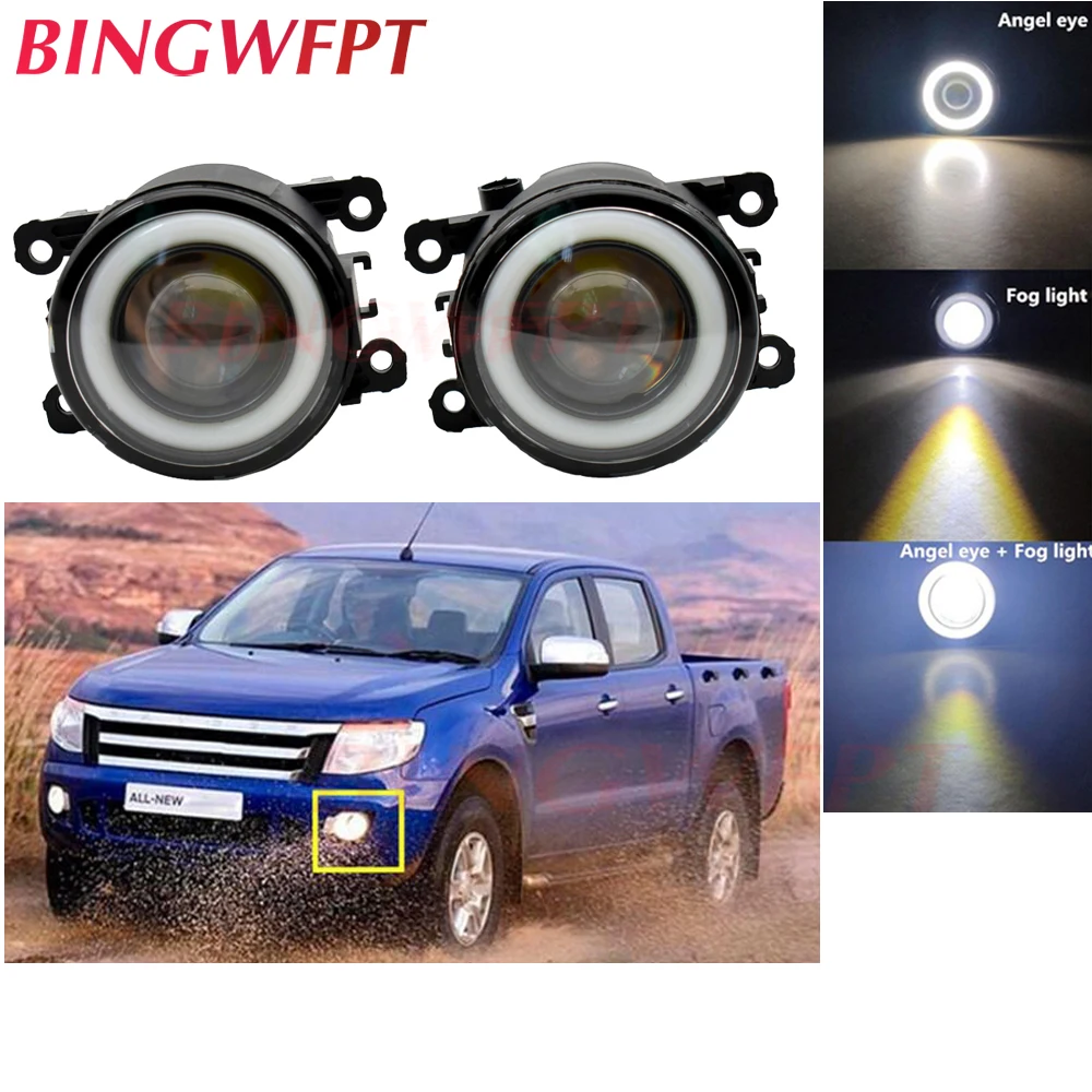 2x For Ford Ranger 2005 2006 2007 2008 2009 2010 2011 2012 2013 2014 2015 Car Accessories H11 LED Fog Light with Angel Eye