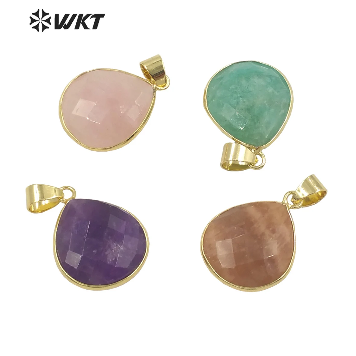 

WT-P1740 Unique small gold bezel teardrop stone pendant colorful Gem stone drop necklace pendant or bracelet charms