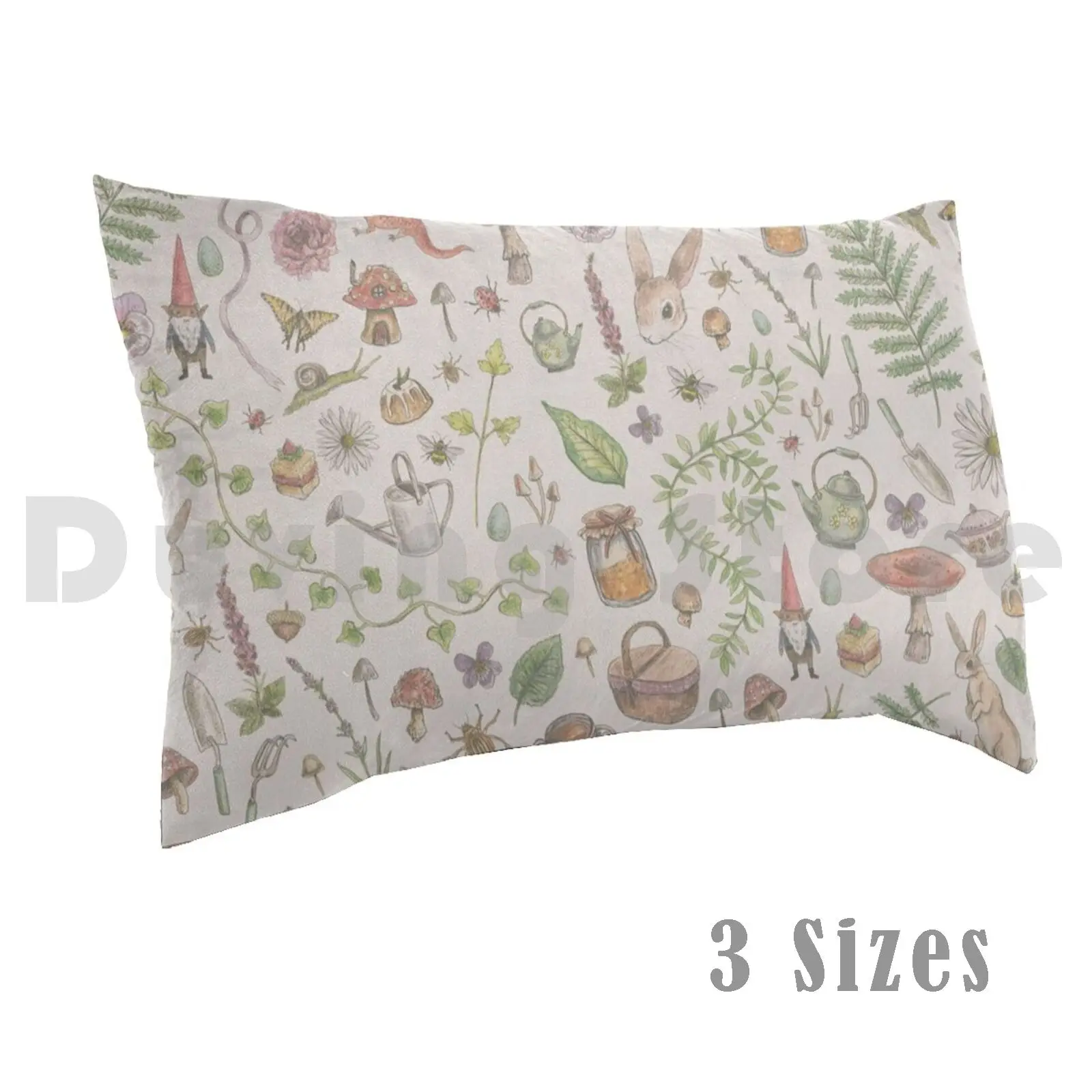 

Cottagecore-Faded Pink Pillow Case Printed 50x75 Fae Garden Cottage Cottagecore Magic Gnome Witch Herbs