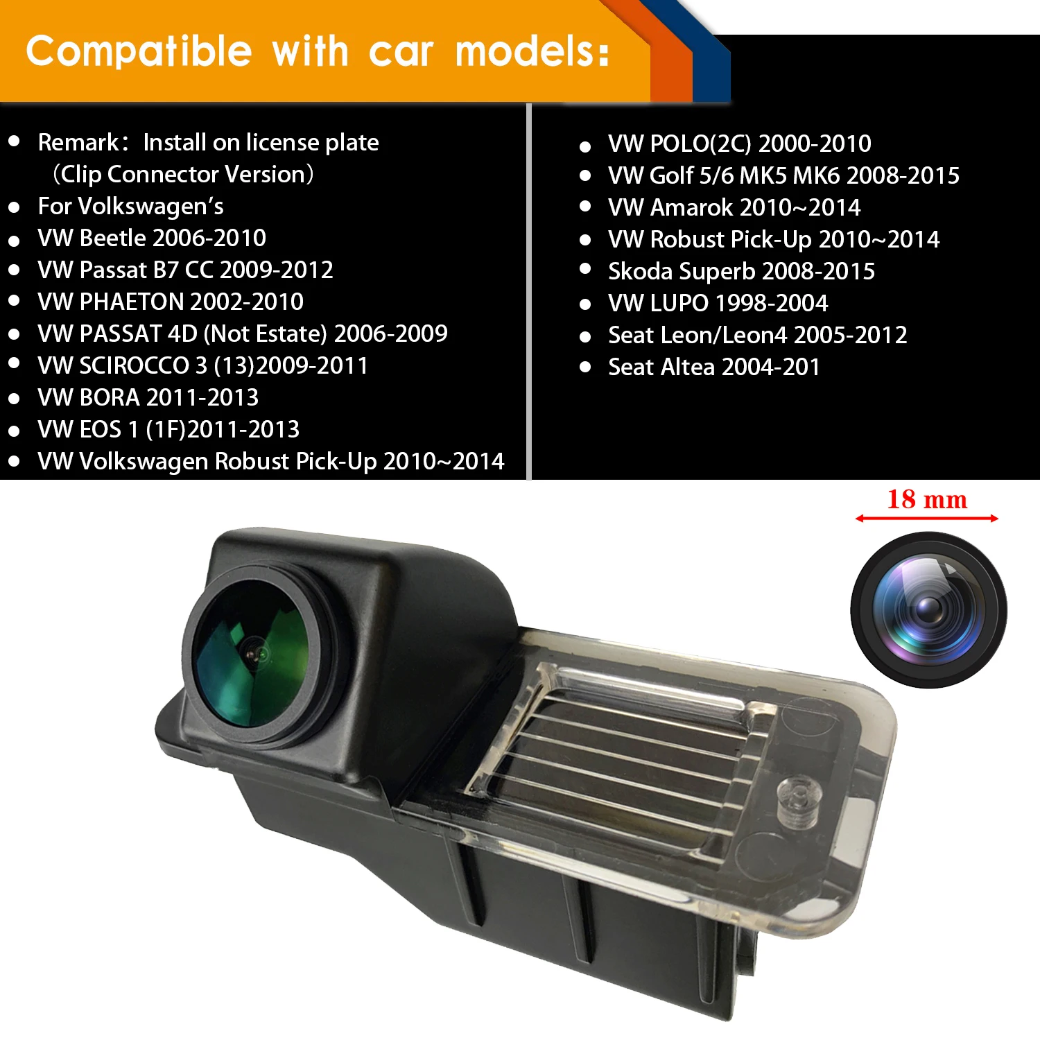 HD 1280*720p Rear Camera for Passat B7 PHAETON/SCIROCCO/GOLF 5 6 MK6 MK5 Amarok MK6/EOS /BEETLE/LUPO/LEON/Altea Seat Leon 2/3