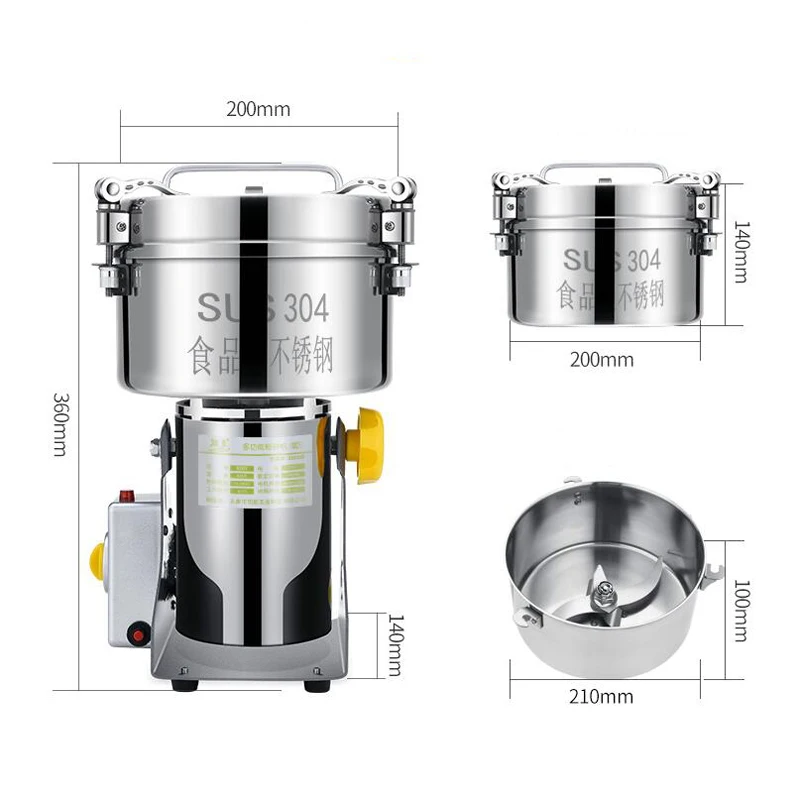 2500g Grinder Mill Grinding Machine Grains Spices Coffee Dry Food Grist Mill for Home Flour Powder Crusher