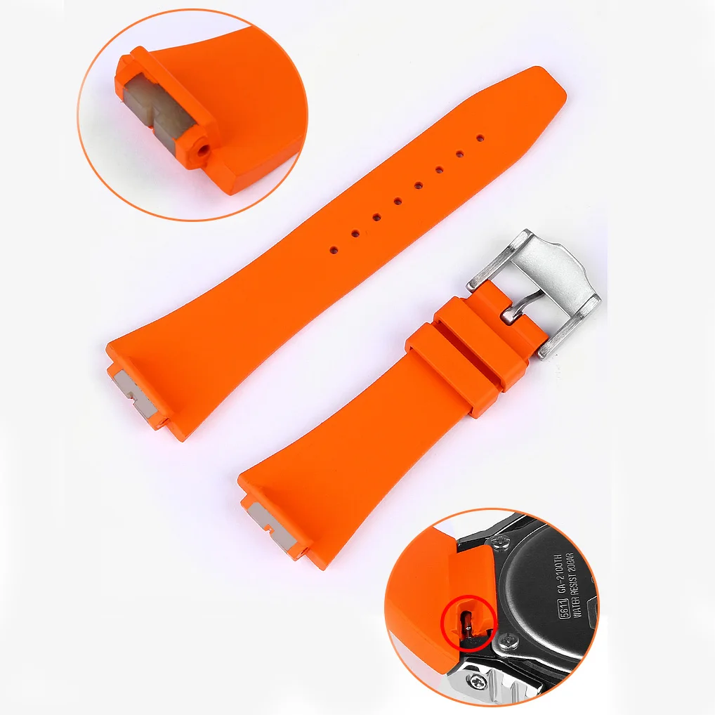 Premium Fluoro Rubber Watch Band for Casio G-SHOCK GA-2100 2110 GM-110 GM-5600 Men Sport Silicone Metal Butterfly Buckle Strap