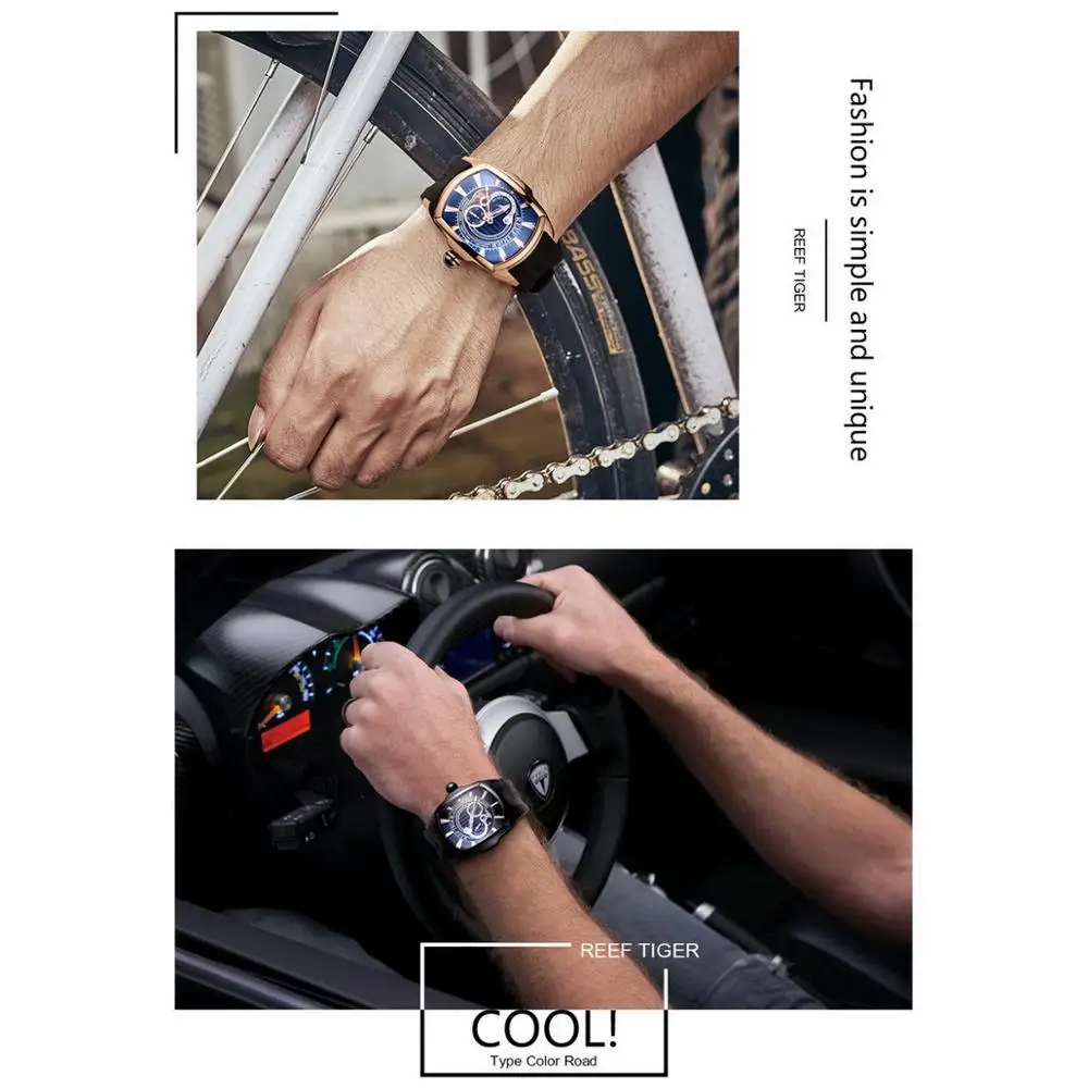 Reef Tiger orologio automatico da uomo, orologi da uomo uomo orologio da polso meccanico a carica automatica orologio militare sportivo di lusso relogio masculino