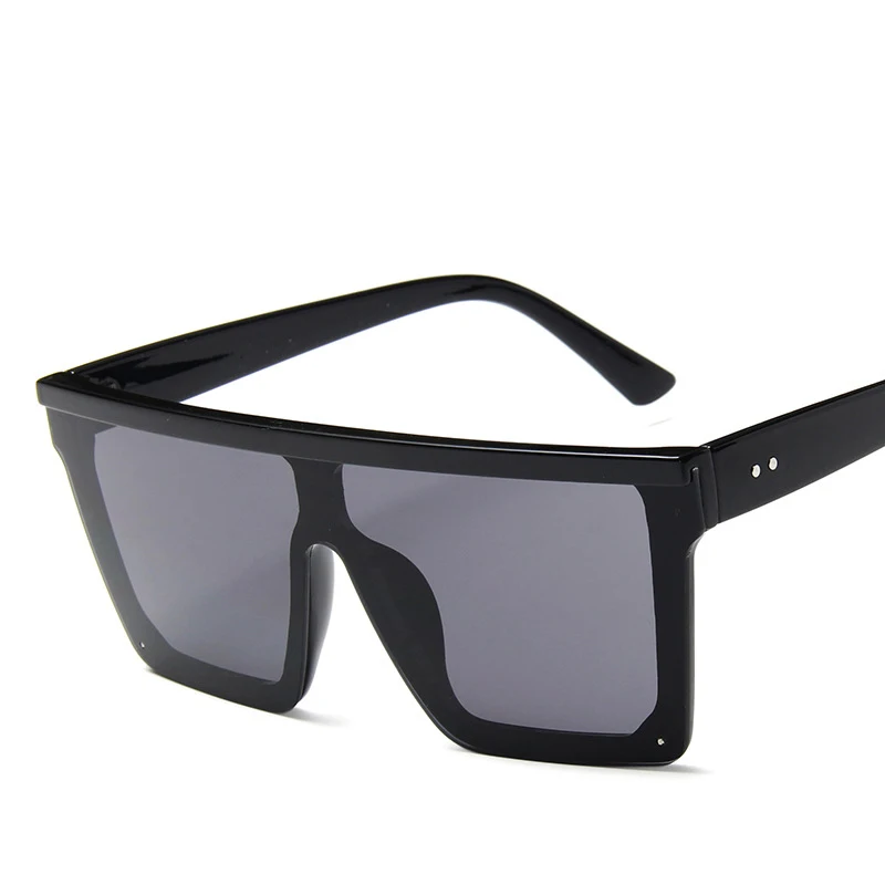 Vintage boy kare güneş gözlüğü erkek kadın marka tasarımcı düz üst moda tek parça Lens için güneş gözlüğü kadın Shades