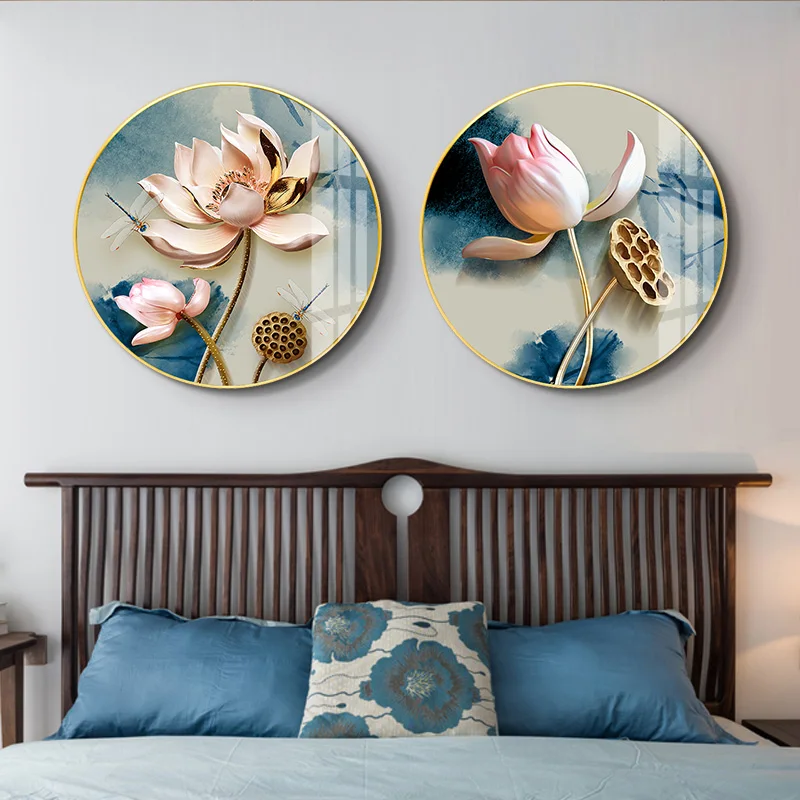 EECAMAIL DIY Full 5D Diamond Painting No Frame Chinese-style  Lotus Stickers Diamond Cross Stitch Diamond Embroidery Home Decora