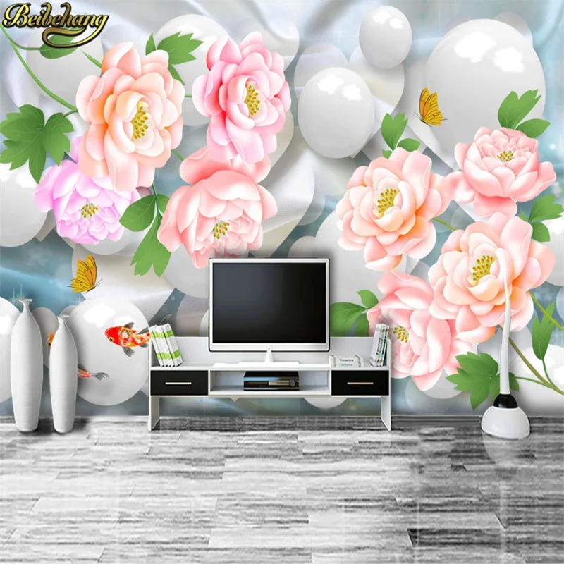 beibehang Custom photo papel de parede 3D mural wallpaper sofa background Simple round ball flowers wall paper Home Decoration