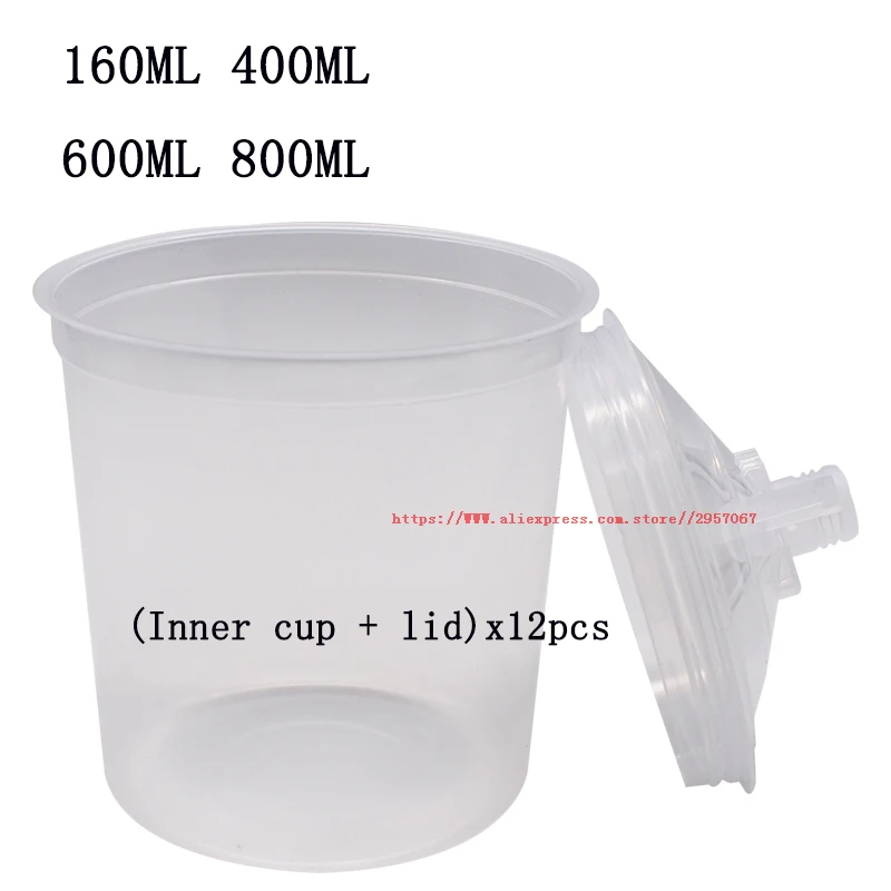 Paint mixing cup, spray gun, paint cup 160/400/600/800ml inner cup and lid, spray gun spray tool easy-to-use cleaning-free cup