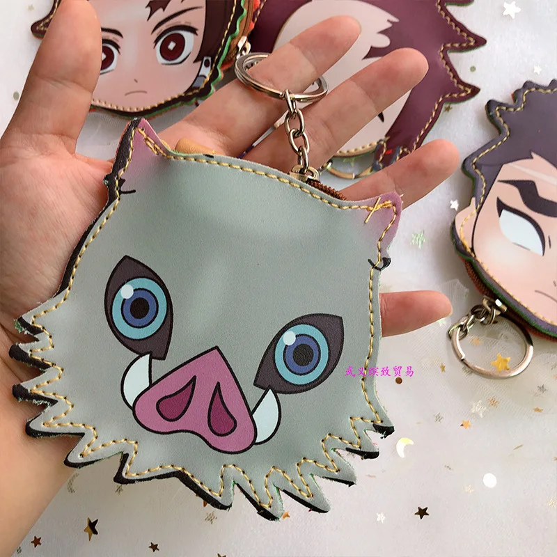 Demon Slayer Kimetsu No Yaiba Kamado Nezuko Hashibira Inosuke Coin Wallet Purse Keychain Handbag Cosplay PU Party Anime