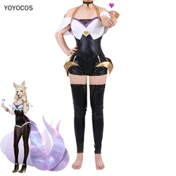 YOYOCOS LOL KDA Ahri Cosplay Costume Halloween Costume Game Cosplay Outfit KDA Group Women Girls Dress Quality Women Catsuit Set