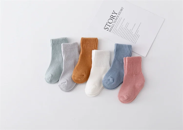 6 Paare/satz Neugeborenen Baby Junge Mädchen Socke Baumwolle Solide Weichen Säuglings Kleinkind Socken für Mädchen Jungen Frühling Herbst Baby Socke 0-12 monat – Detail 5