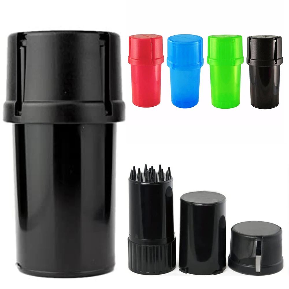 1Pcs 4 Color Plastic Grinder 40mm Diameter Tobacco Herb Crusher Storage Case Box Grinders Smoke Pipe Cigarette Accessories