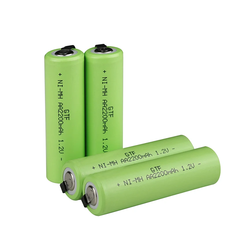 GTF 1.2V akumulator AA 2200mah nimh komórka zielona powłoka z zakładkami spawalniczymi do golarki elektrycznej Philips