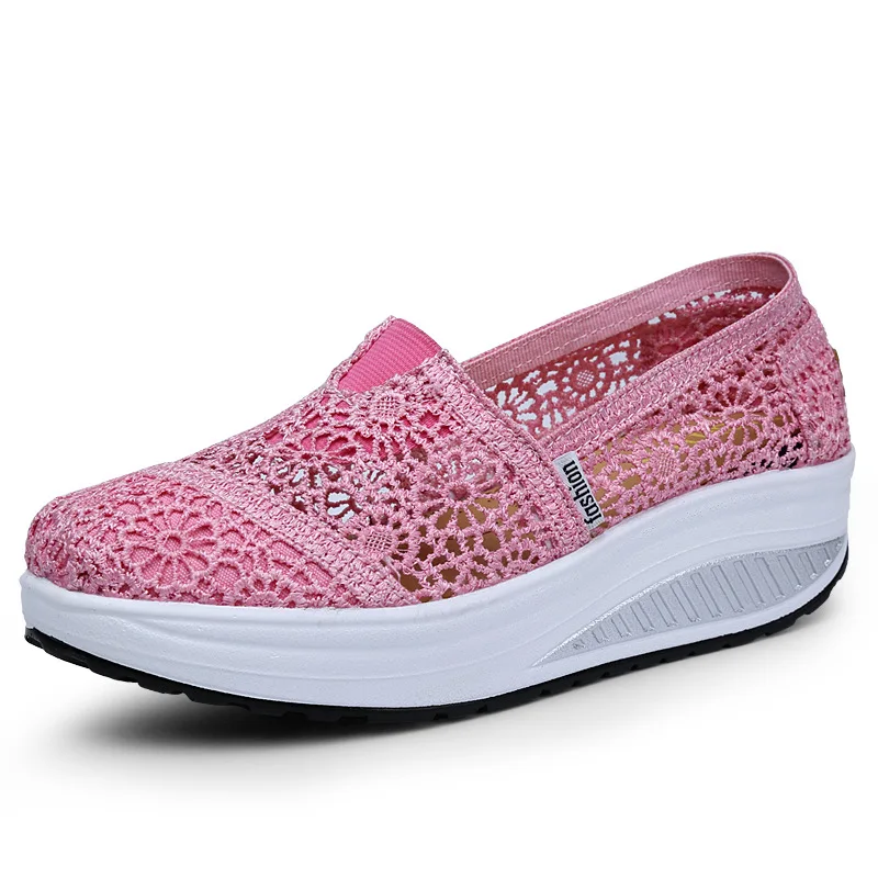 Summer Fashion Women\'s Thick-soled Breathable Mesh Non-slip Sports Fitness Rocker Ladies Sneakers Walking Shake Casual Shoes