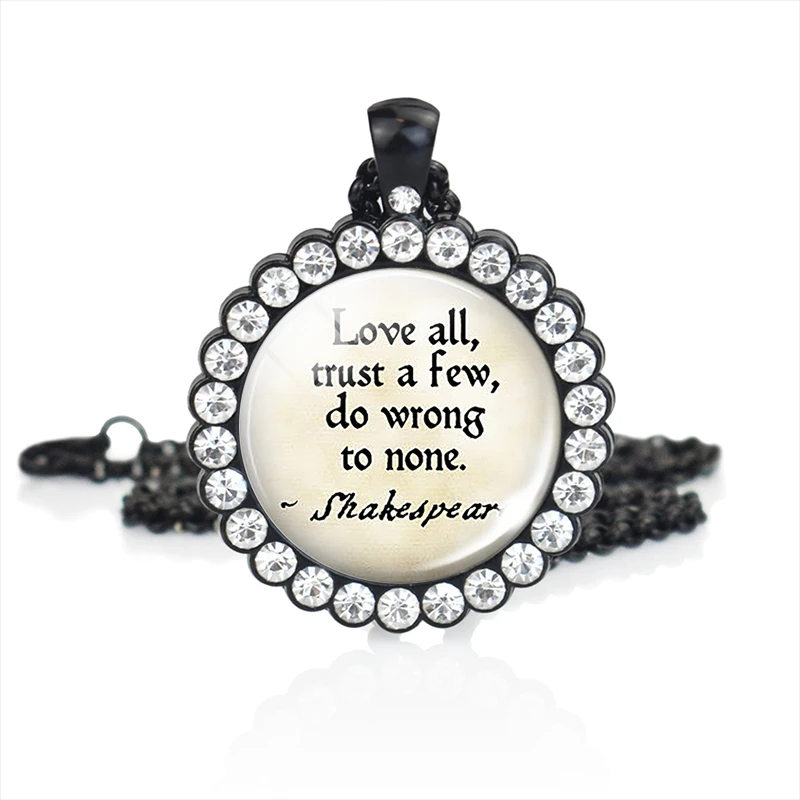 All The World's a Stage - Shakespeare Quote Necklace William Shakespeare Photo Pendant Inspirational Literary Jewelry Gift