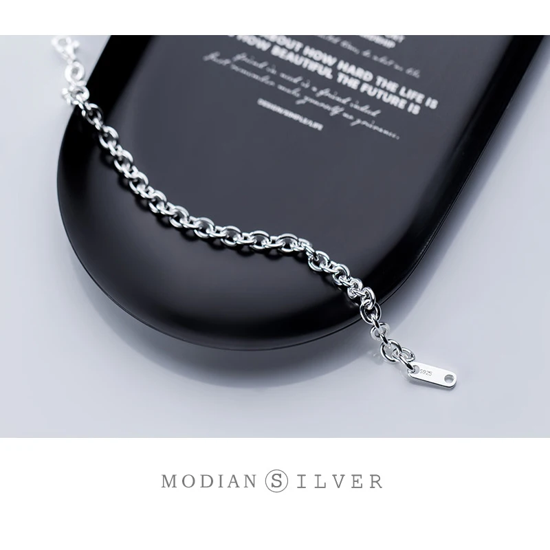 Modian New Minimalism Chain Bracelet for Women Genuine 925 Sterling Silver Geometric Bracelet Korea Style Fine Jewelry Bijoux