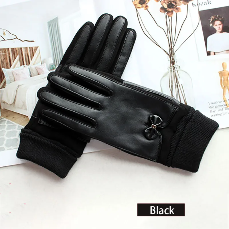 Winter Warm Cotton Knitted Driving Gloves Women's Fashion Touch Screen New Threaded Sleeves Windproof and Cold-Proof Finger