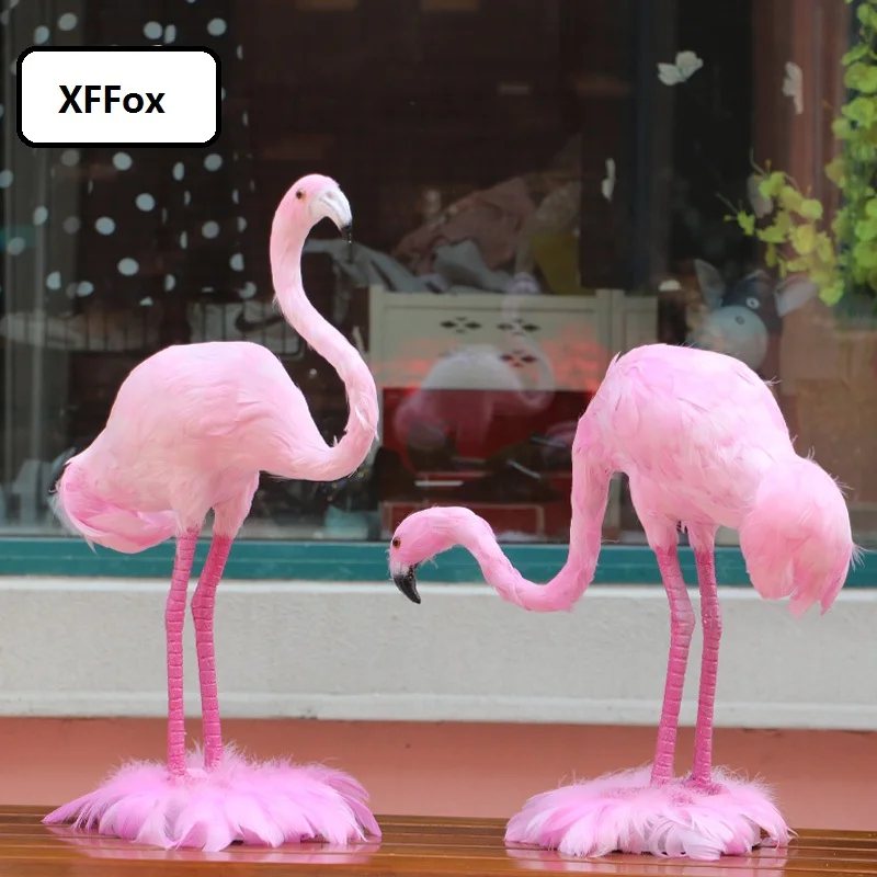 a pair of simulation pink Flamingo models foam&furs real life Flamingo model gift about 50cm&38cm xf2538