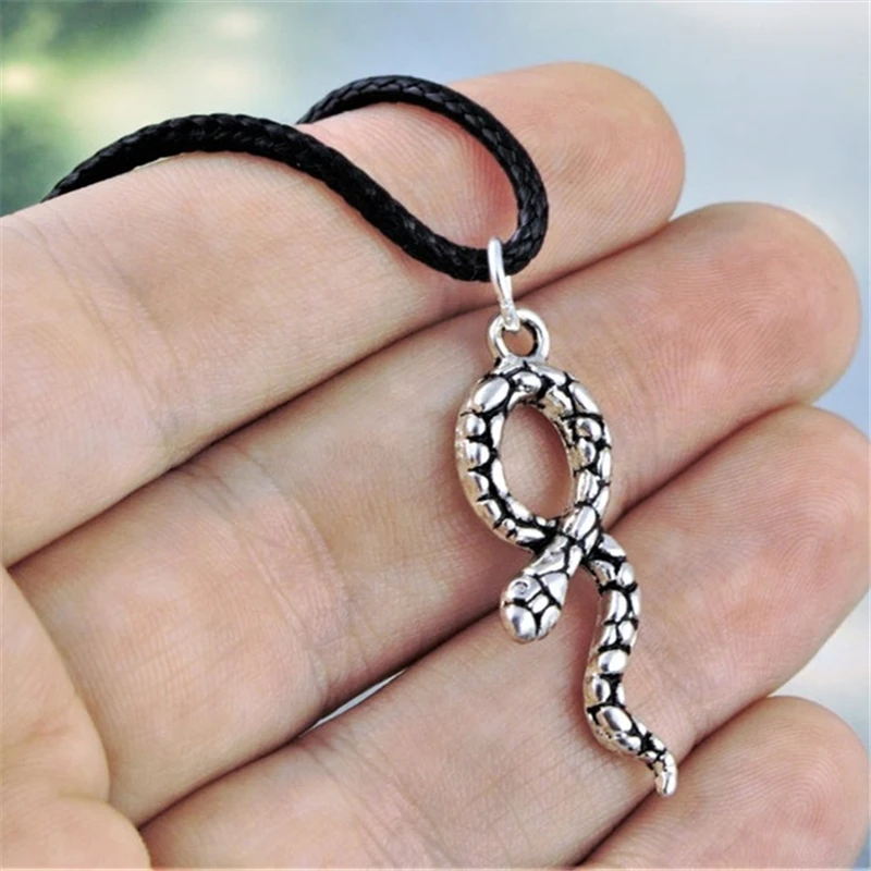 Snake Necklace, Serpent Jewelry, Black Cord, Reptile Charm, Alternative Jewellery, Gothic Necklace, Halloween Necklace