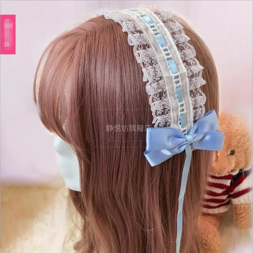 Kawaii Lolita Japanese Teens Girls Headband Hairband KC Hair Accessories Lolita Headband Sweet Lace Bowknot Cos Loli