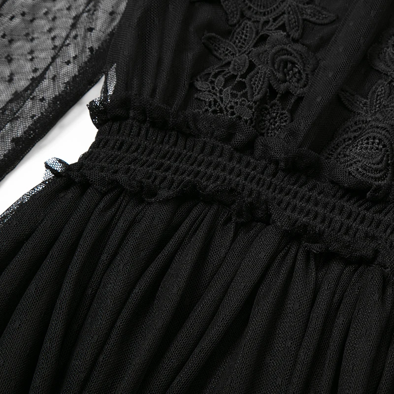 Autumn new lace up elastic lace mesh show thin taoyizhuai brand Plus Size dress women