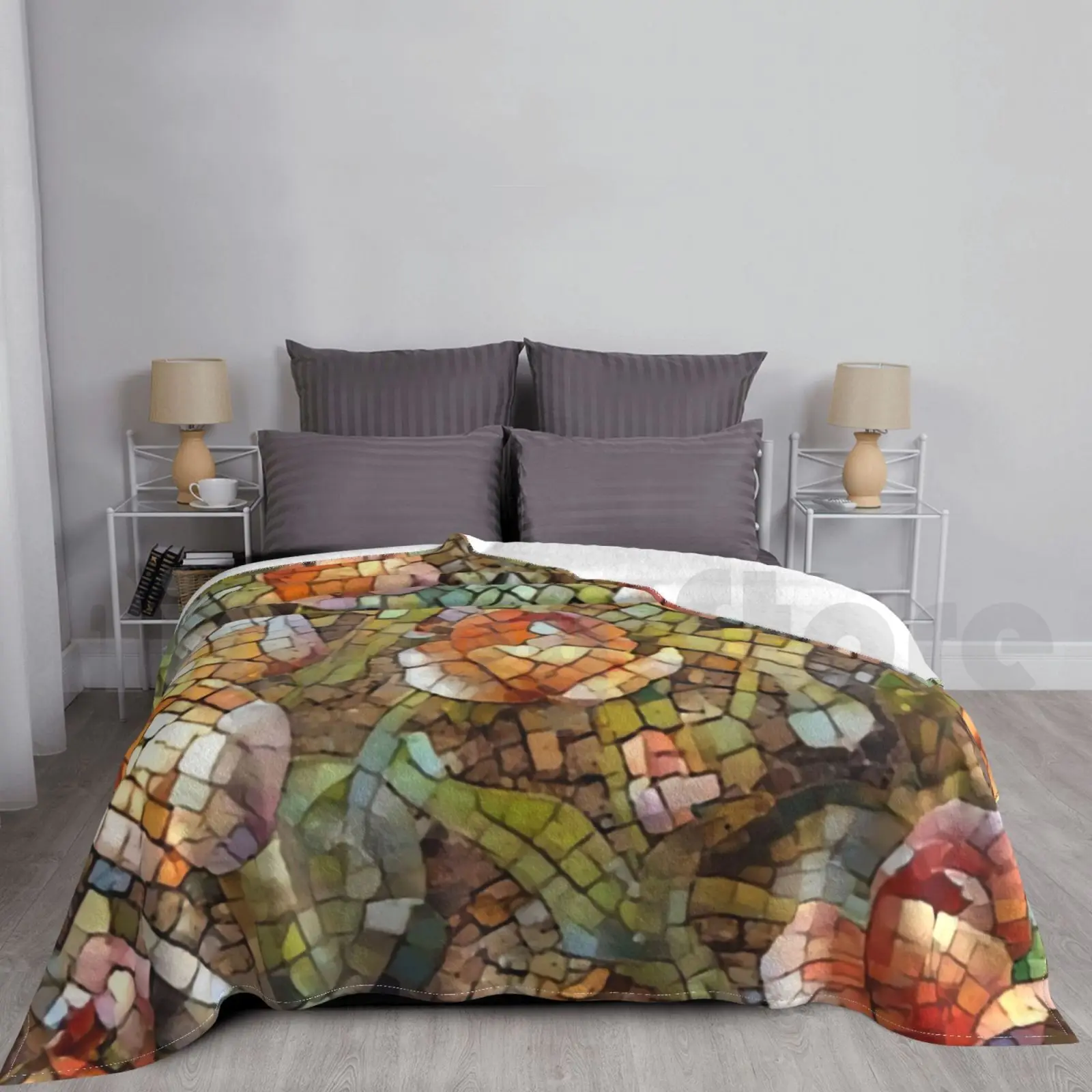 "Bed Of Mosaic Tulipanes"-Manta de arte digital Moda Arte personalizado Arte gráfico Arte visionario Cama de