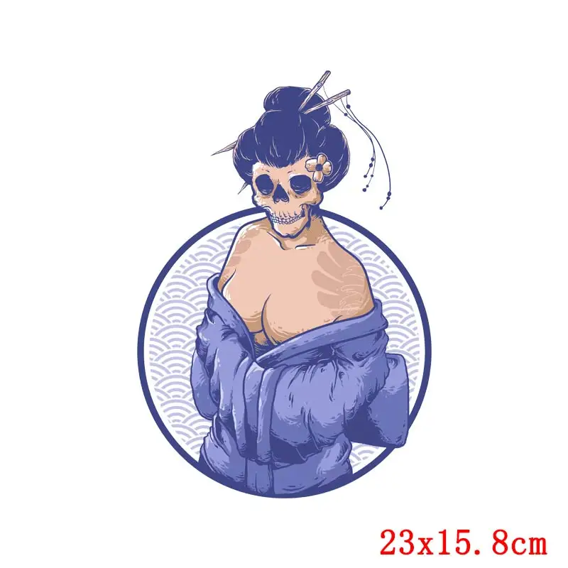 Punk Fashion Lady Stickers Heat Thermal Transfer For Clothing Beautiful Girl Iron-on Transfers For Clothes Iron On Patch DIY