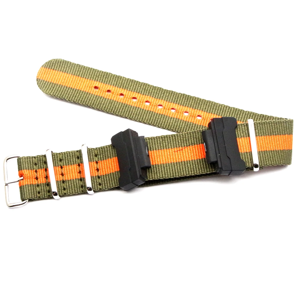 Striped Watch Band For Casio G Shock Replacement Watchbands Smart Accessories Nylon Strap Sliver Pin Buckle Bracelet