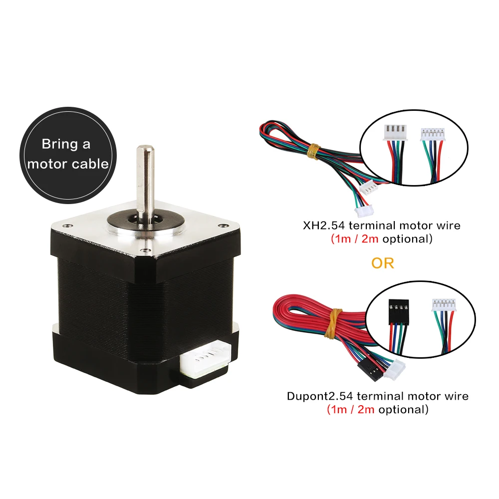 3DSWAY 3D Printer Parts 40mm Nema17 Stepper Motor 42 Stepping motor 42BYGH 1.5-1.7A 1.8° 4 Lead with 1m 2m Cable for CNC Machine