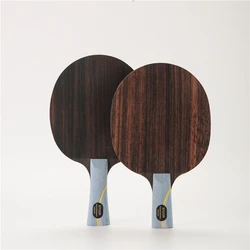 Raqueta de tenis de mesa de ébano, estructura de W968-5, madera de 5 capas más 2 capas de carbono, interior de ping pong, paleta de murciélago para ataque rápido