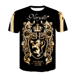 Novelty 3D Golden Chain Print Baroque Brand T-shirt 2019 Summer style short sleeve luxury Royal men clothes hip hop tops & tees