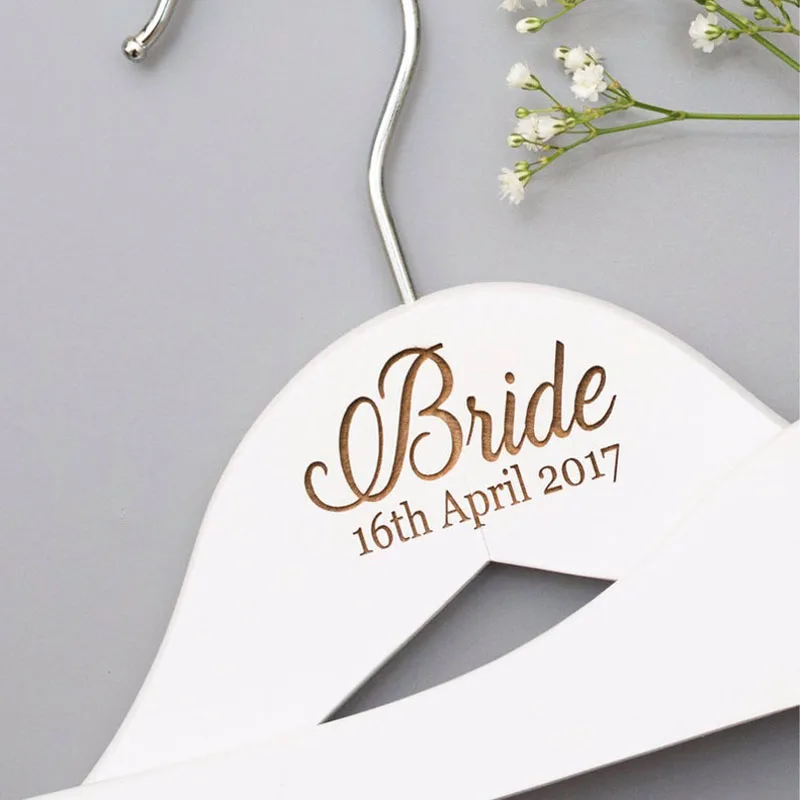 Wedding Dress Hangers , Bride Dress Hanger , Bridesmaid Gift - Bridal Party, Personalised  White Wedding Hanger