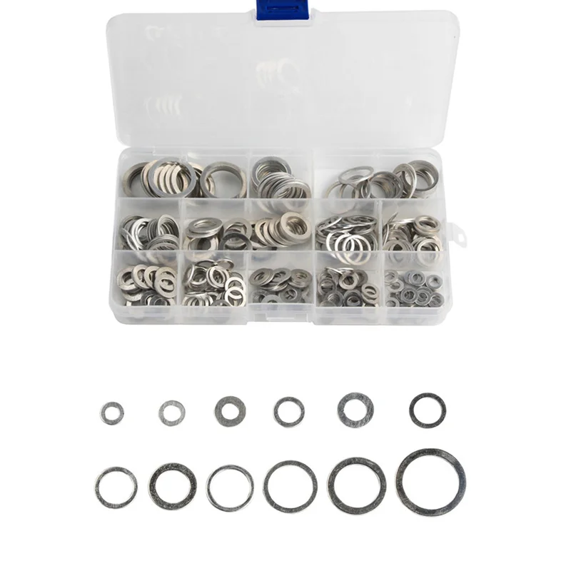 

280Pcs Aluminum Flat Gaskets Washers Gasket Metal Sealing Washer M5-M20 Sealing Rings Gasket Assorted Set