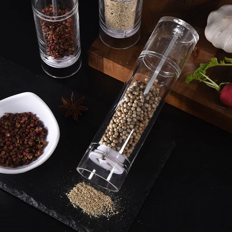 Salt and Pepper Grinder Set - Clear Acrylic Manual Spices Mills, Perfect For Sea Salt and Peppercorns, kitchen Accessories