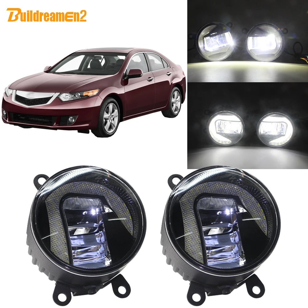 

Buildreamen2 For Acura TSX 2011 2012 2013 2014 Car H11 Front Bumper LED Projector Fog Light + Daytime Running Light 12V