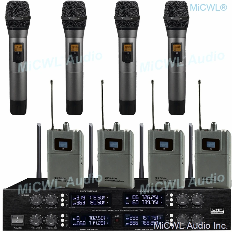 Classic UHF 8 Table Wirless Microphone Digital System 8 Handheld Lavalier Stage Conference Meeting Room Set  MiCWL D3800