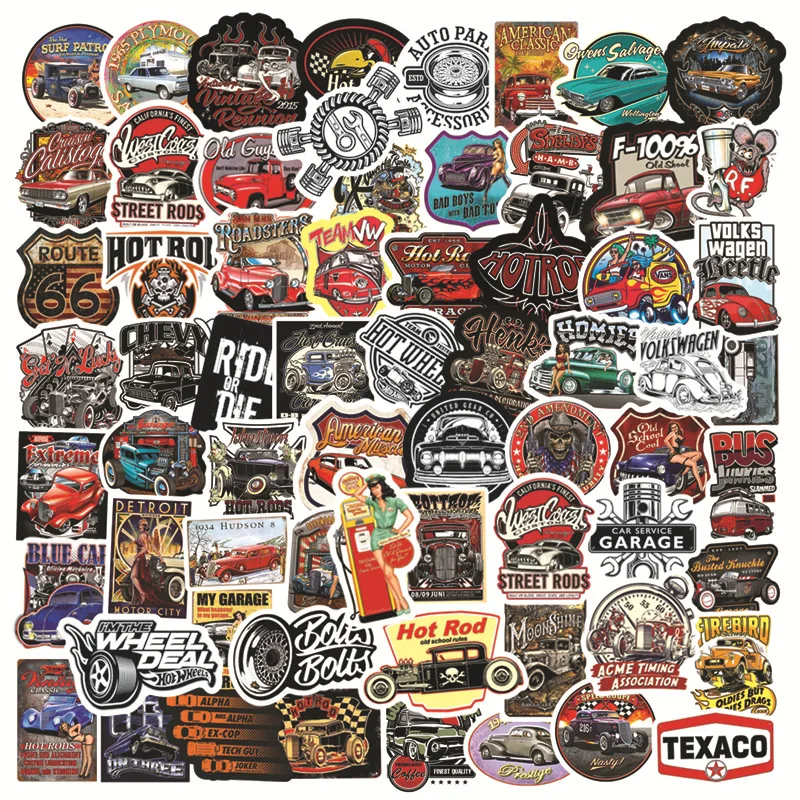 

10/50/100PCS Vintage Modified Car Stickers Laptop Water Bottle Skateboard Waterproof Aesthetic Decal Sticker Packs Kid Toy