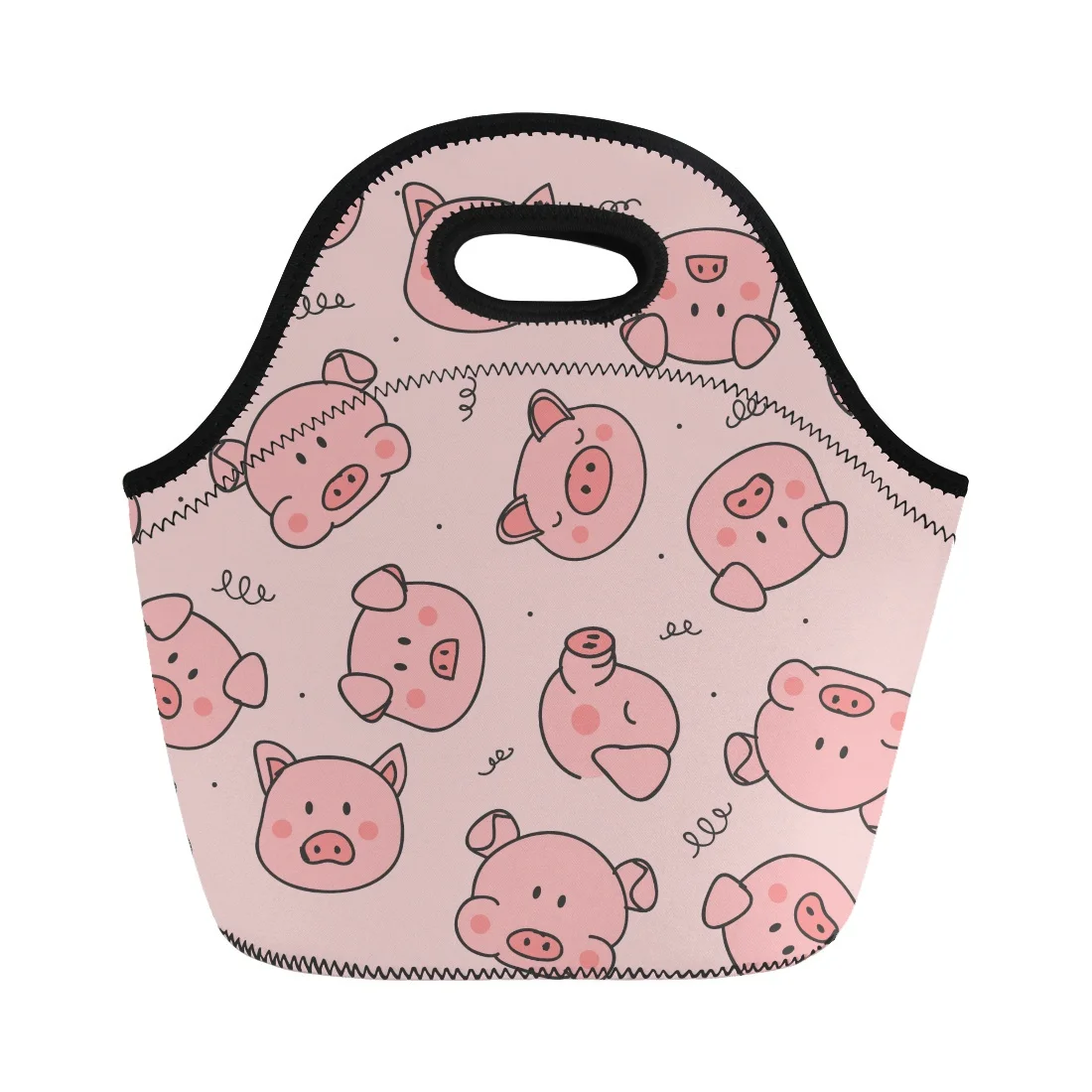 

HYCOOL Cartoon Pig Thermal Lunch Bag for Men Women Fashion Pink Tote Pig Print Insulation Hand Bag Large capacity Picnic Bag