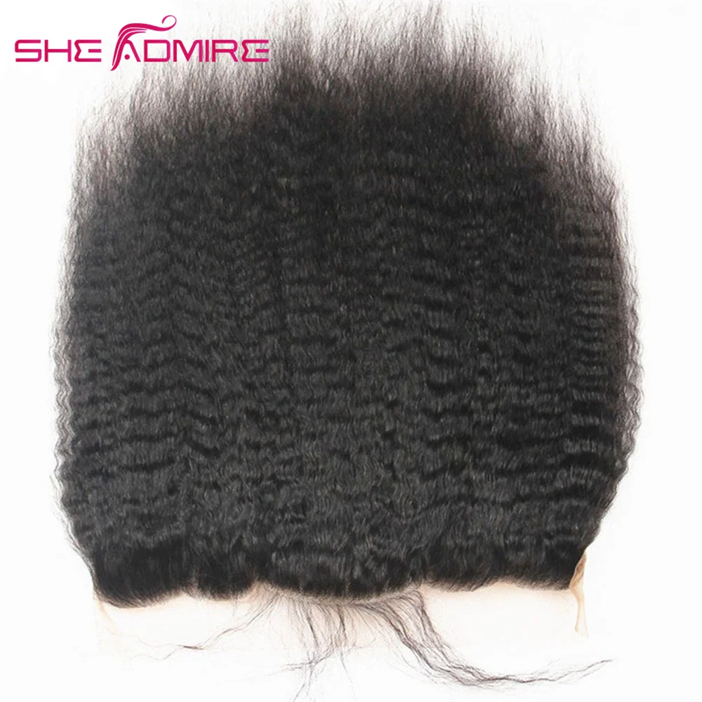 8-24 Inch Kinky Straight 2X6 4X4 5X5 6X6 Lace Closure Pre Plucked Yaki Human Hair 13X4 Frontal Free/Middle Part On Sale