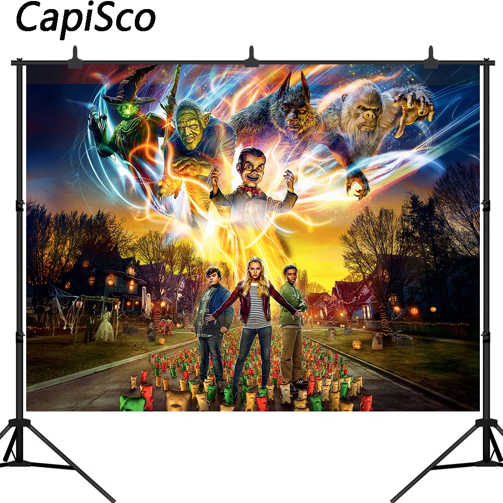 Capisco Photography Backdrop Halloween Horror Night Haunted village Pumpkin Background Kids Adults Costume Party Photo Studio