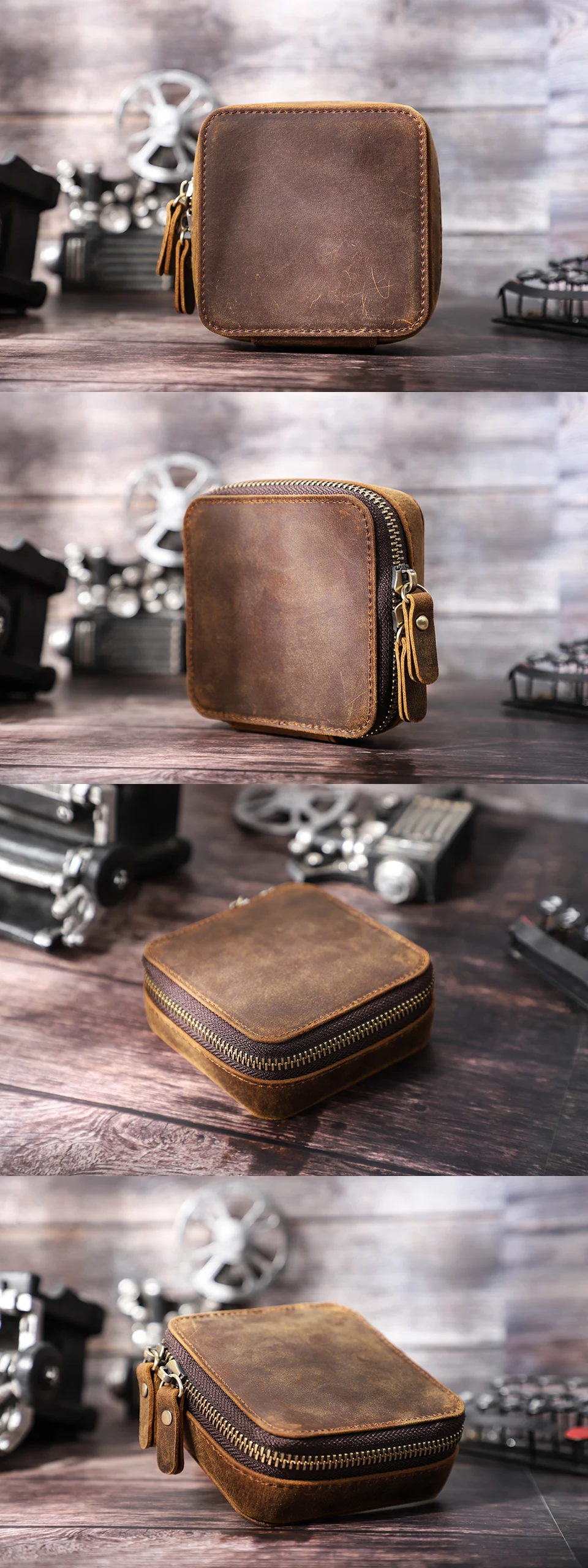 Retro Leder Schmuck Box Organizer Uhr Ohrring Ringe Halskette Lagerung Fall Geschenk Schmuck Schatulle Joyeros Organizador De Joyas – Detail 6