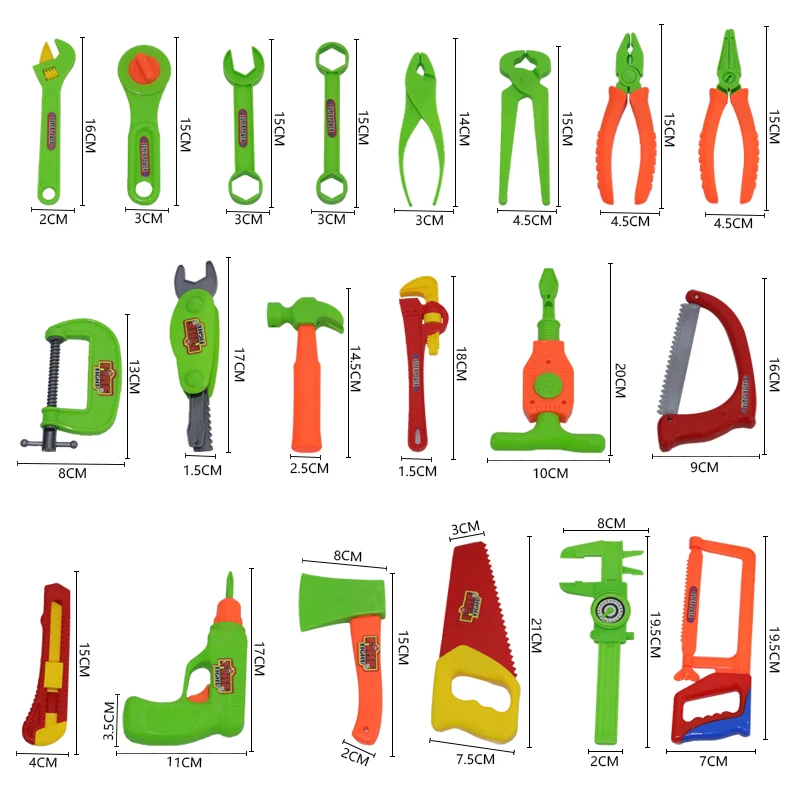 34PCS/Set Garden Tool Toys For Children Repair Tools Pretend Play Environmental Plastic Engineering Maintenance Tool Toys Gifts