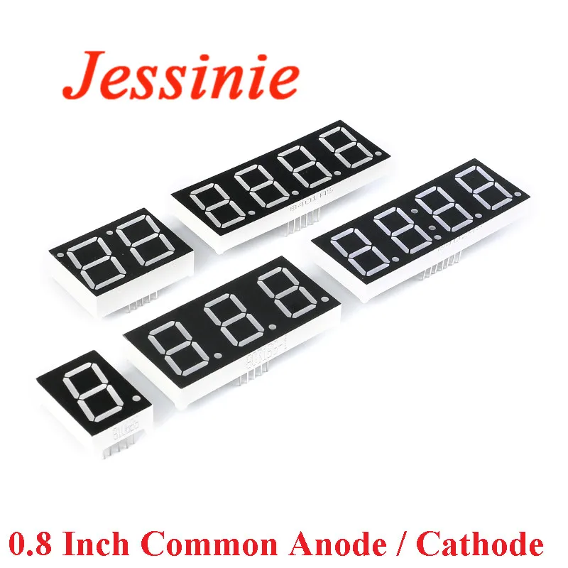 10szt/1szt 0.8 Cal Cyfrowy wyświetlacz LED 1Bit 2Bit 3Bit 4Bit Zegar Wspólna Anoda Katoda 0.8" 7 Segment Led DIY Red Board 0.80