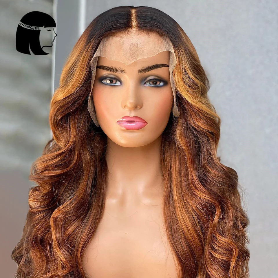 Highlight Honey Blonde 13X4 Lace Front Human Hair Wigs Honey Blonde Lace Wigs 4*4 Closure Wig For Black Women #27 Body Wave