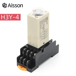 H3Y-4 Delay Timer Time Relay Switch AC 220V 0 - 30 Minute/Seconds Adjustable 5A With Base Socket PYF014A Rotary Knob DPDT