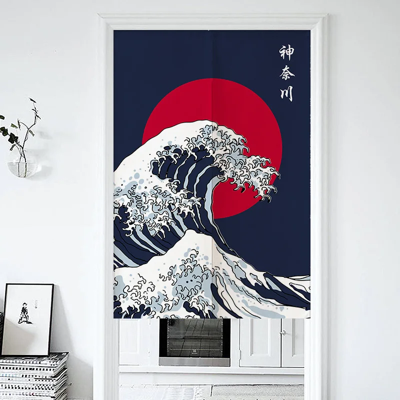 

Japanese Curtain Noren Great Wave Door Curtain Kitchen Curtain Bedroom Partition Curtain Feng Shui Curtain