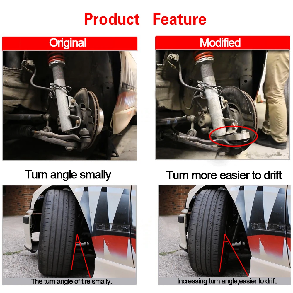 Aluminium 2pc for BMW E36 Car Adapter Increasing Turn Angle about 25% Drift Lock Kit for BMW E60 E90 E70 Increase The Corner