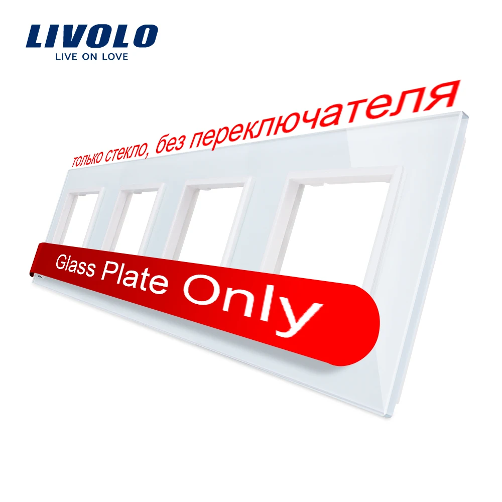 Livolo Wall Switch Panel,Quadruple Luxury Crystal Glass, 294mm*80mm for  EU Standard Israel Socket C7-4SR-11/12/15