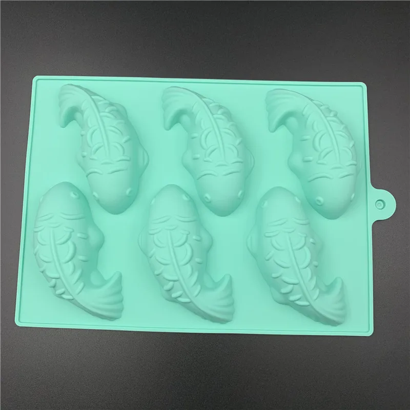 6 Holes Fish Carp Silicone Cake Mold Silica Gel Cake Decorating Mould DIY Soap Molds Baking Tools