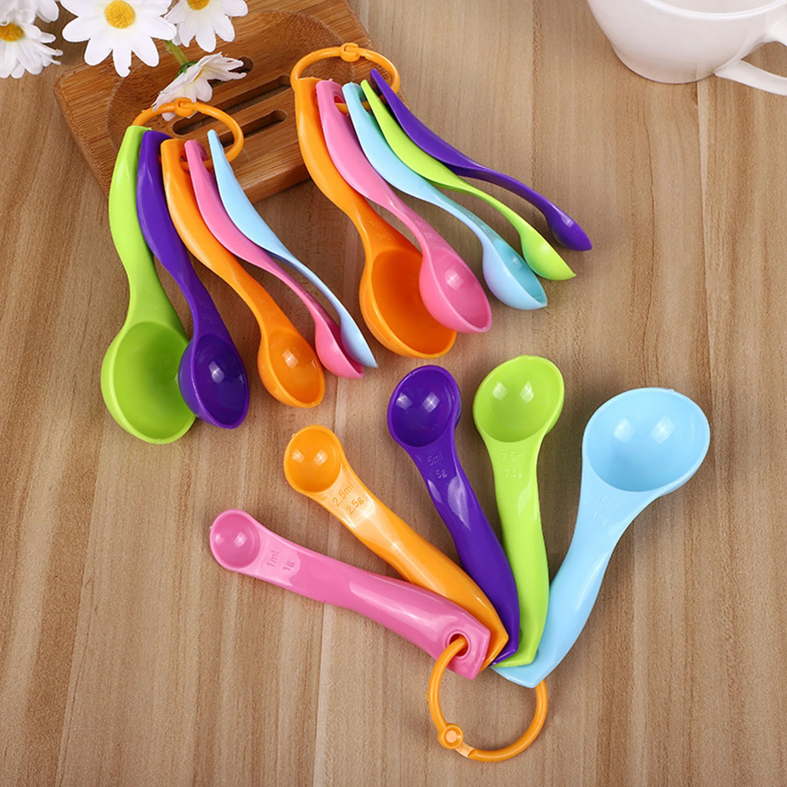 5Pcs Measuring Spoon Set Double Scale Multicolored Measuring Spoon Kitchen Tableware For Measurement Of Liquid And Powder